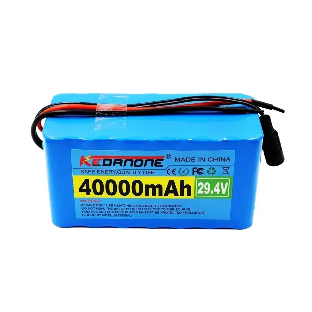 Batterie pour vélo électrique, chargeur de pipeline, 24V, 40Ah, 7S3P, 18650, 29.4V, 40000mAh