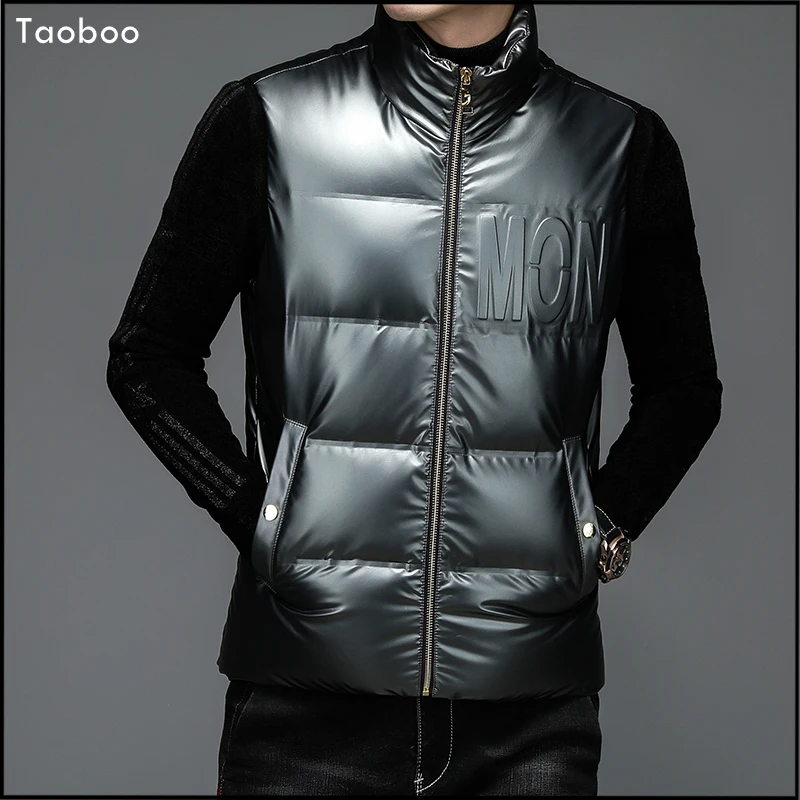 Taoboo Black Stand Collar Vests Man\'s Fashion Zipper  Down Jackets Men\'s winter jacket Elegant Autumn Winter Short Vests puffer