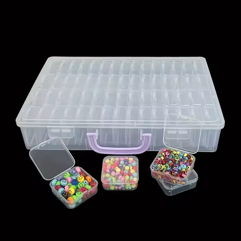 60-Grid Plastic Storage Box Set with Adjustable Compartments - Versatile Organizer for Jewelry, Beads, Hardware,