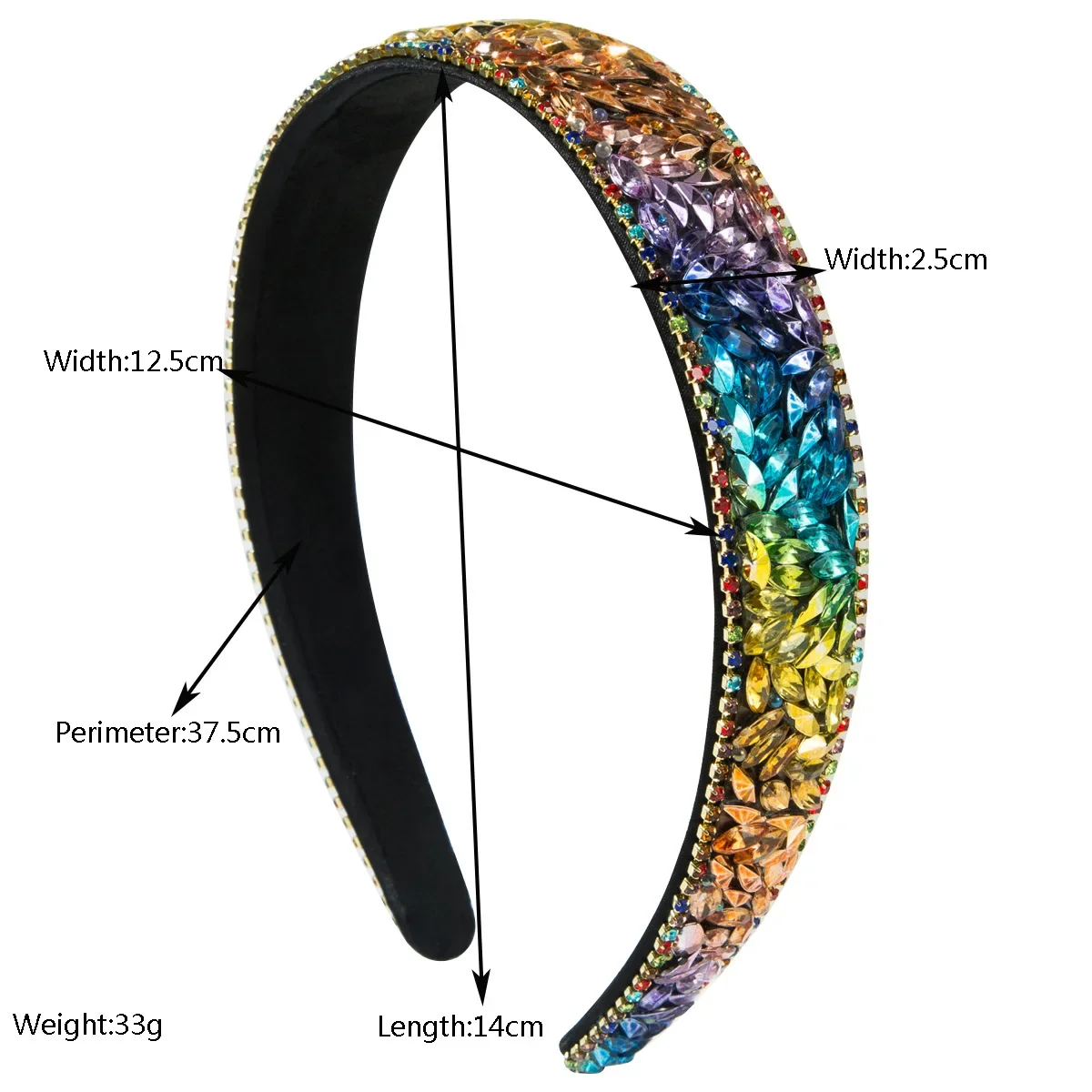 European and American Fashion Baroque Colorful Full Diamond Headband Simple Stylish Hair Accessories Women