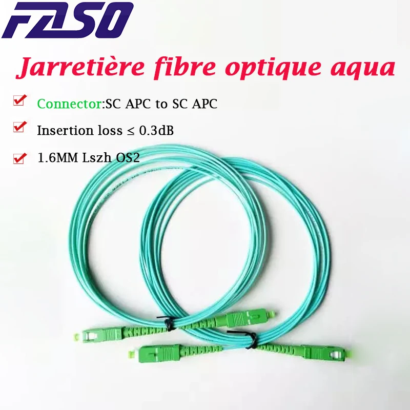 Faso 50 peças 3.5 metros sc apc liga de fibra óptica 1.6mm sm monomodo g657a2 aqua lszh sfr cabo de remendo de fibra óptica para frança