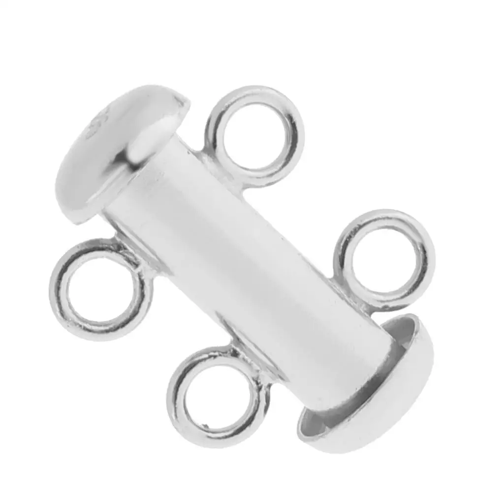 

Platinum Plated 925 Sterling Silver 2-5 Strands Slide Clasp Finding 2 Strand