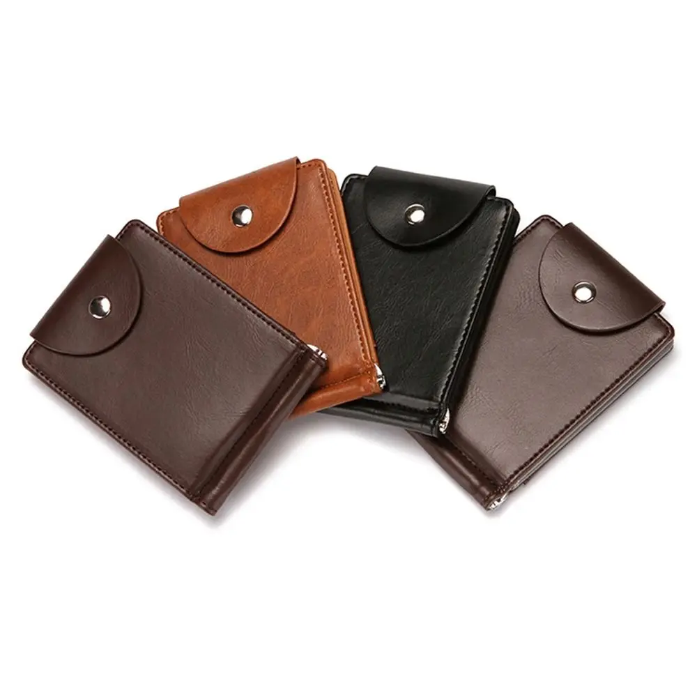 Skóra PU dla mężczyzn etui z miejscem na karty męskie modna torebka małe Hasp portfel Mini Vintage Slim portfele kopertówki — zdjęcie 5