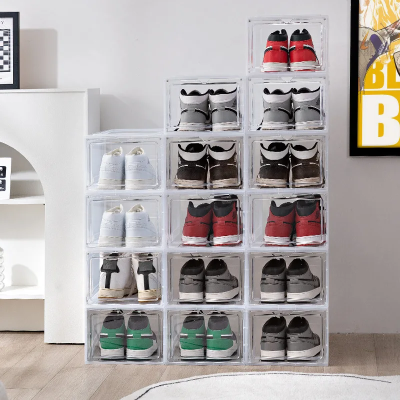 Foldable shoe box AJ acrylic storage box magnetic transparent sneaker cabinet space saving artifact