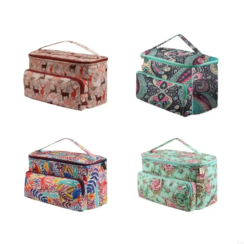 Craft Project Carry Bag with Guide Eyelets, Front Pocket and Covered Main Compartment for Knitting Use on Class Days B03E