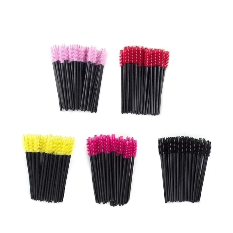 50 stücke Einweg Make-Up Pinsel Wimpern & Augenbrauen Nylon Pinsel Mascara Zauberstab Applikator Kosmetische Wimpern Verlängerung Werkzeuge Schönheit