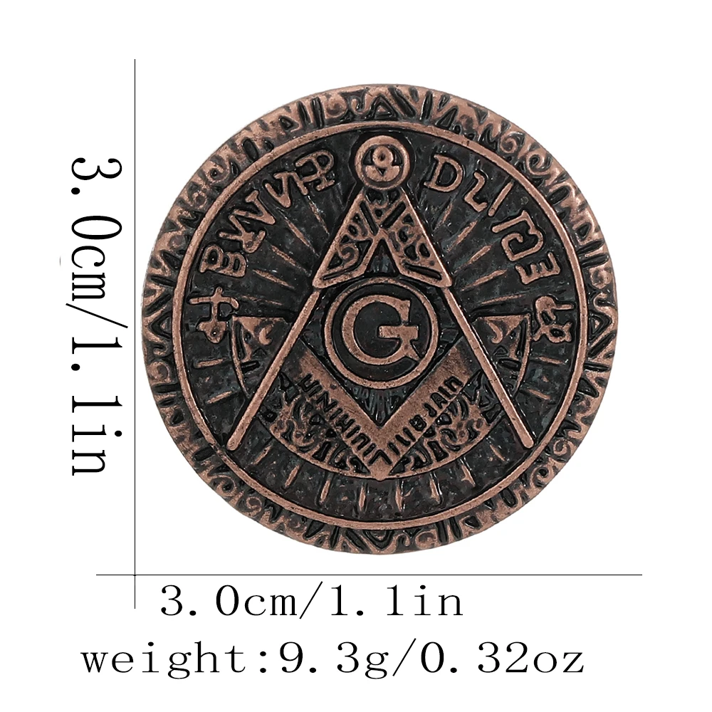 Vintage Freemason Emblem Design Round Pins Masonic Symbols Item Brooches Accessories