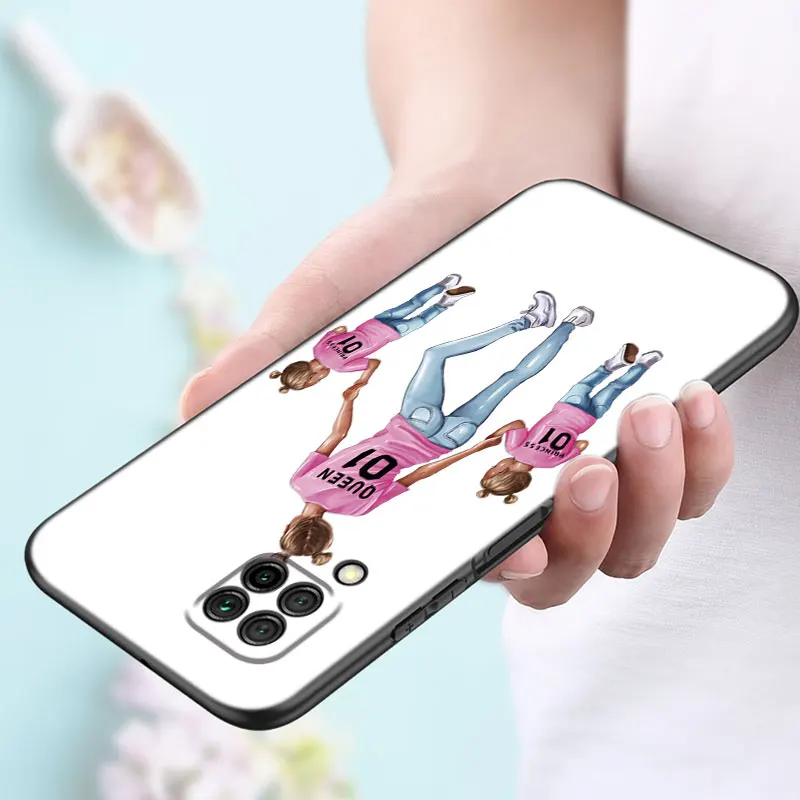 Girl Baby Super Mom Woman Case For Huawei P50 P40 P30 P20 Pro P10 P9 P8 Lite 2017 P Smart Z S 2021 2020 Pro 2019 2018 Soft Cover