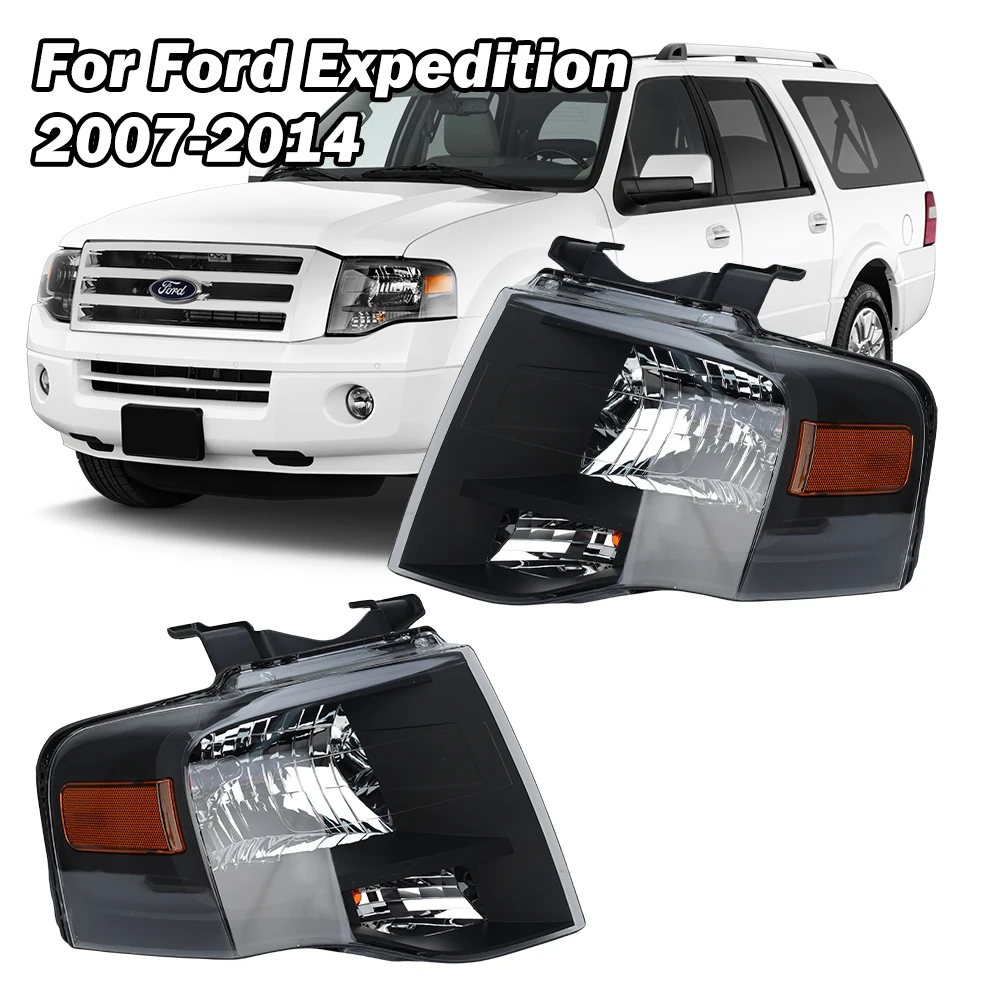 for Ford Expedition 2007 2008-2012 2013 2014 Headlight Black car Headlights headlamp drl High/Low Beam assembly accessories