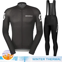 SCOTT Cycling Suit Men's Pants Gel For Bicycle Winter Jersey Thermal Clothing Man Mens Clothes Bike Fleece 2024 Set Mtb Outfit