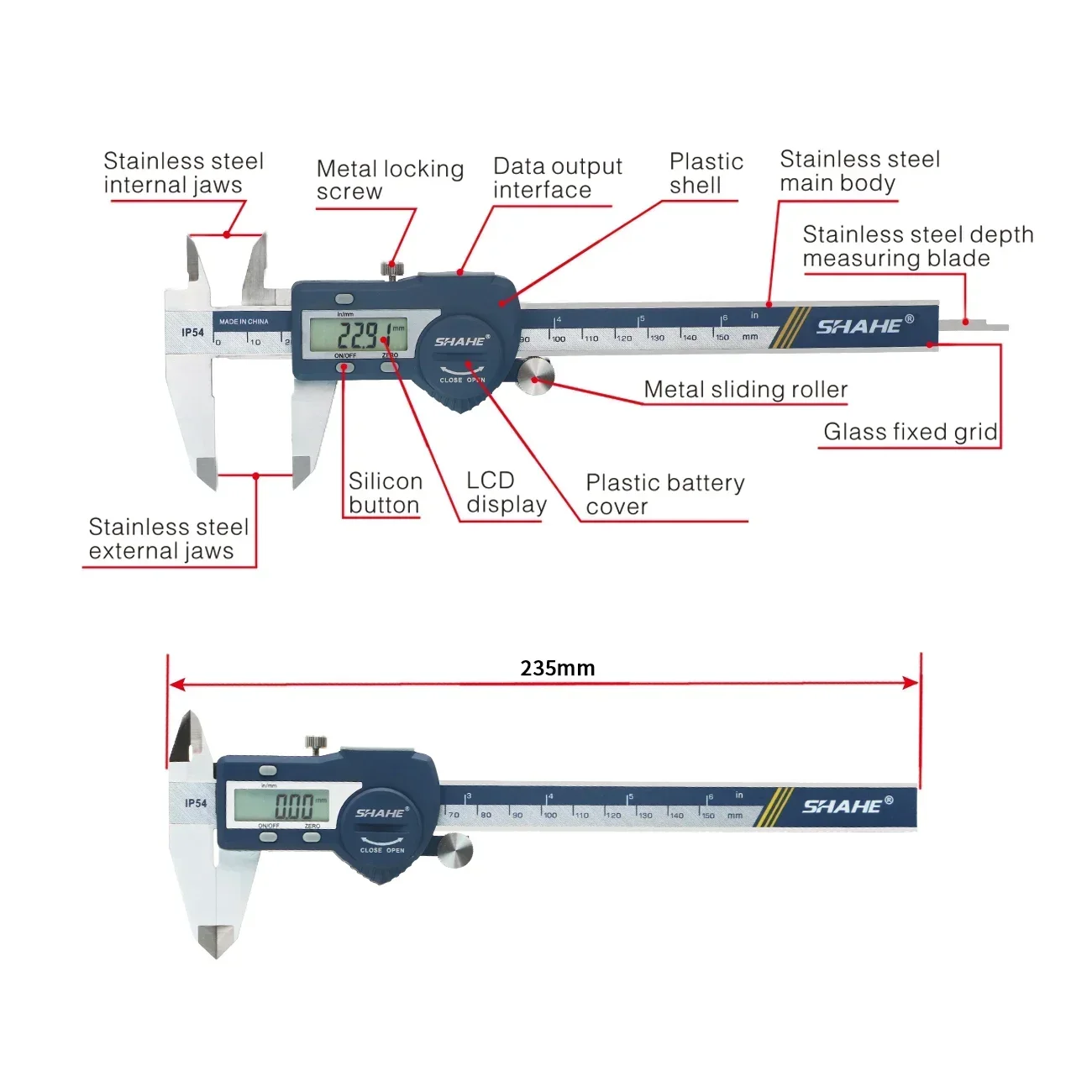 SHAHE IP54 Waterproof Digital Vernier Caliper Messschieber Electronic Digital Caliper 0-150 mm Paquimetro Digital