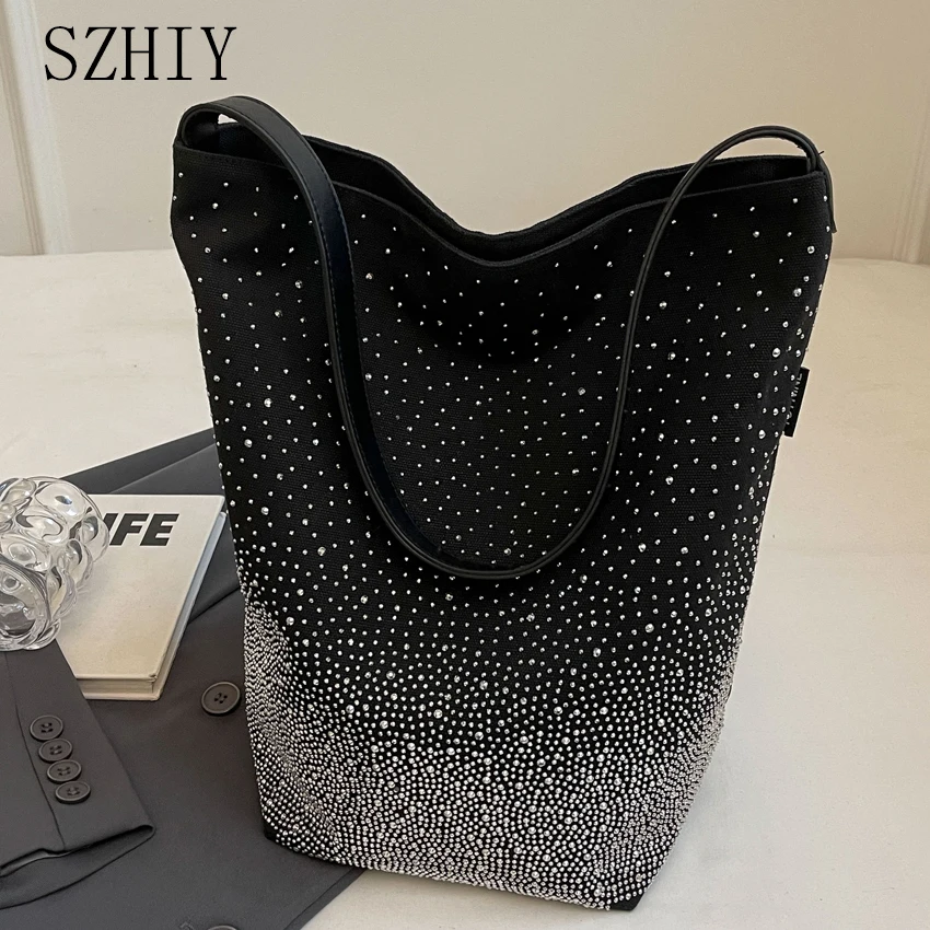 

Large Capacity Bucket Bag Luxurious Designer Shoulder Bag High-quality Hot Diamond Tote Gradient Color Handtasche Damen Torebki