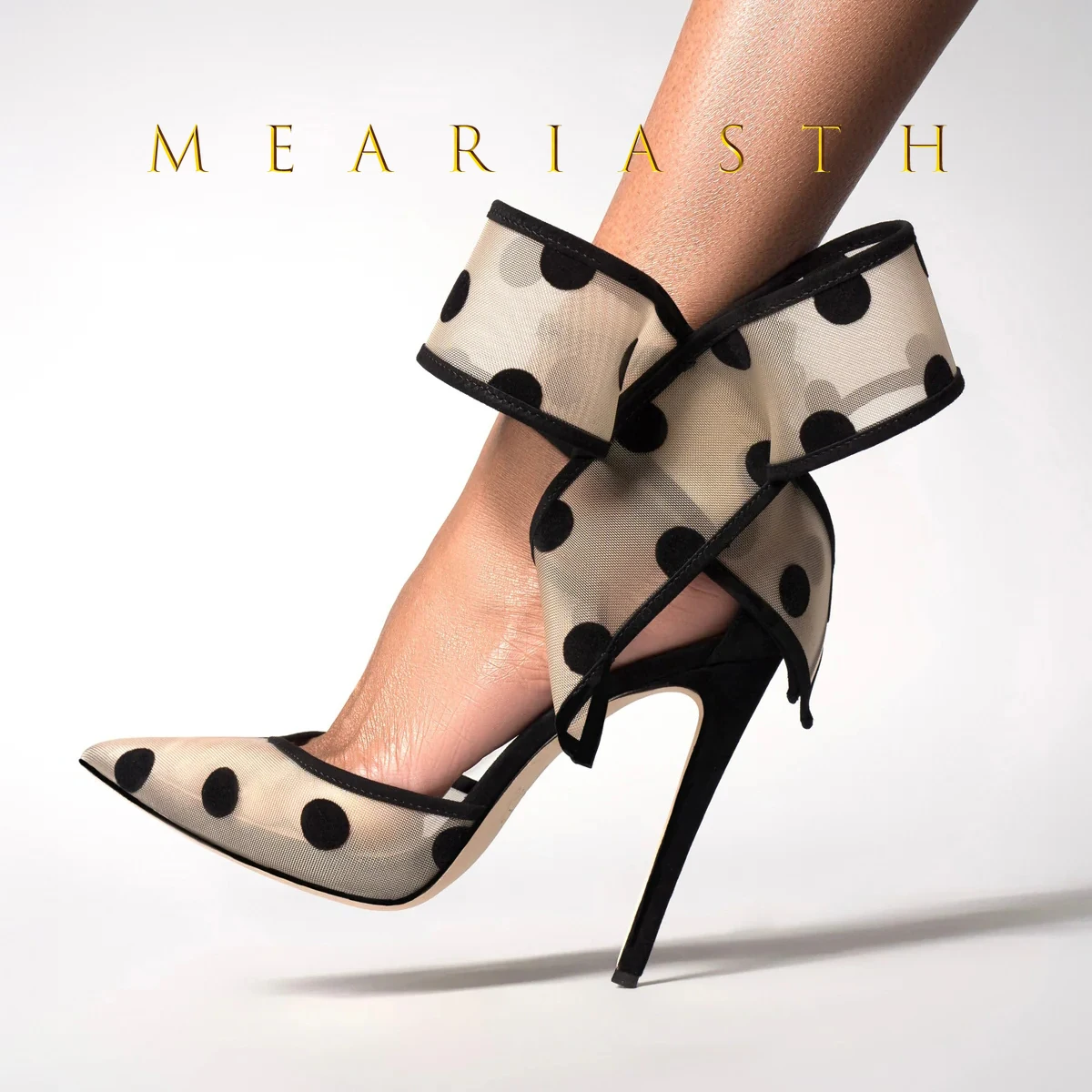 شبكة كبيرة Bowknot مدبب صندل كعب عالٍ المرأة أنيقة البولكا نقطة أنيق خنجر أحذية السيدات تنفس شيك مساء الصنادل #2