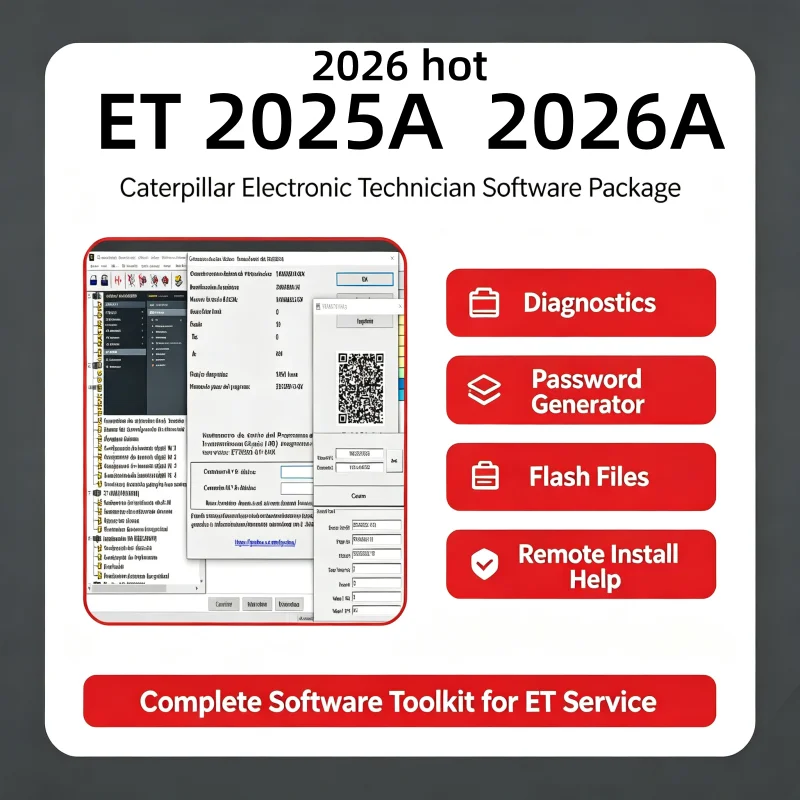 2026 NEW For Red Cat ET 2026A  ET2025A car Diagnostic Program, 10-Digit Factory Password Generator + Free Remote Install Help
