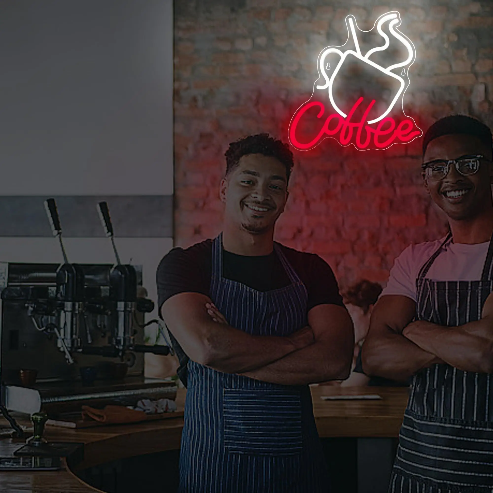 Coffee LED neon sign - coffee style, USB powered with dimmable switch, suitable for cafes, kitchens and party decorations