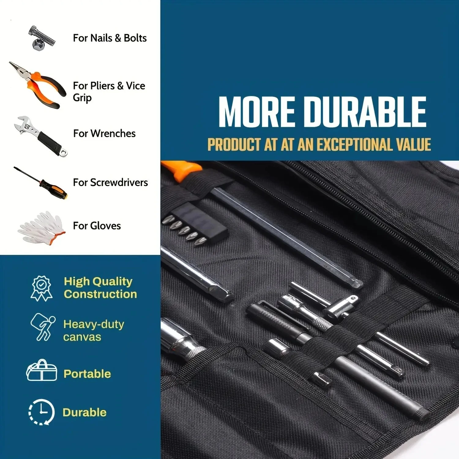 Multifunction Roller Tool Bags Oxford Cloth Folding Wrench Bag Handheld Tool Roll Storage Portable Case Tools Pouch