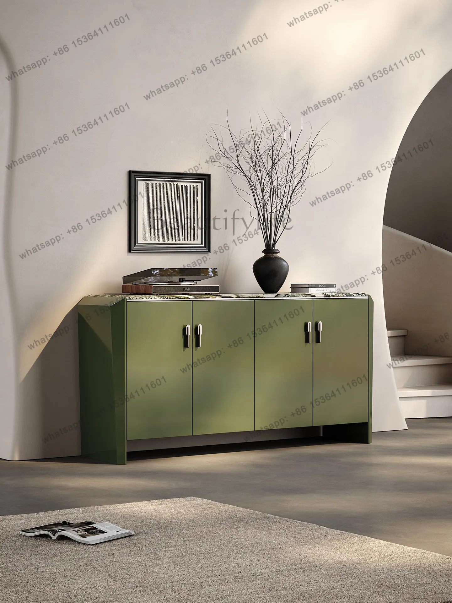 

Italian minimalist luxury stone dining side cabinet, high-end storage cabinet