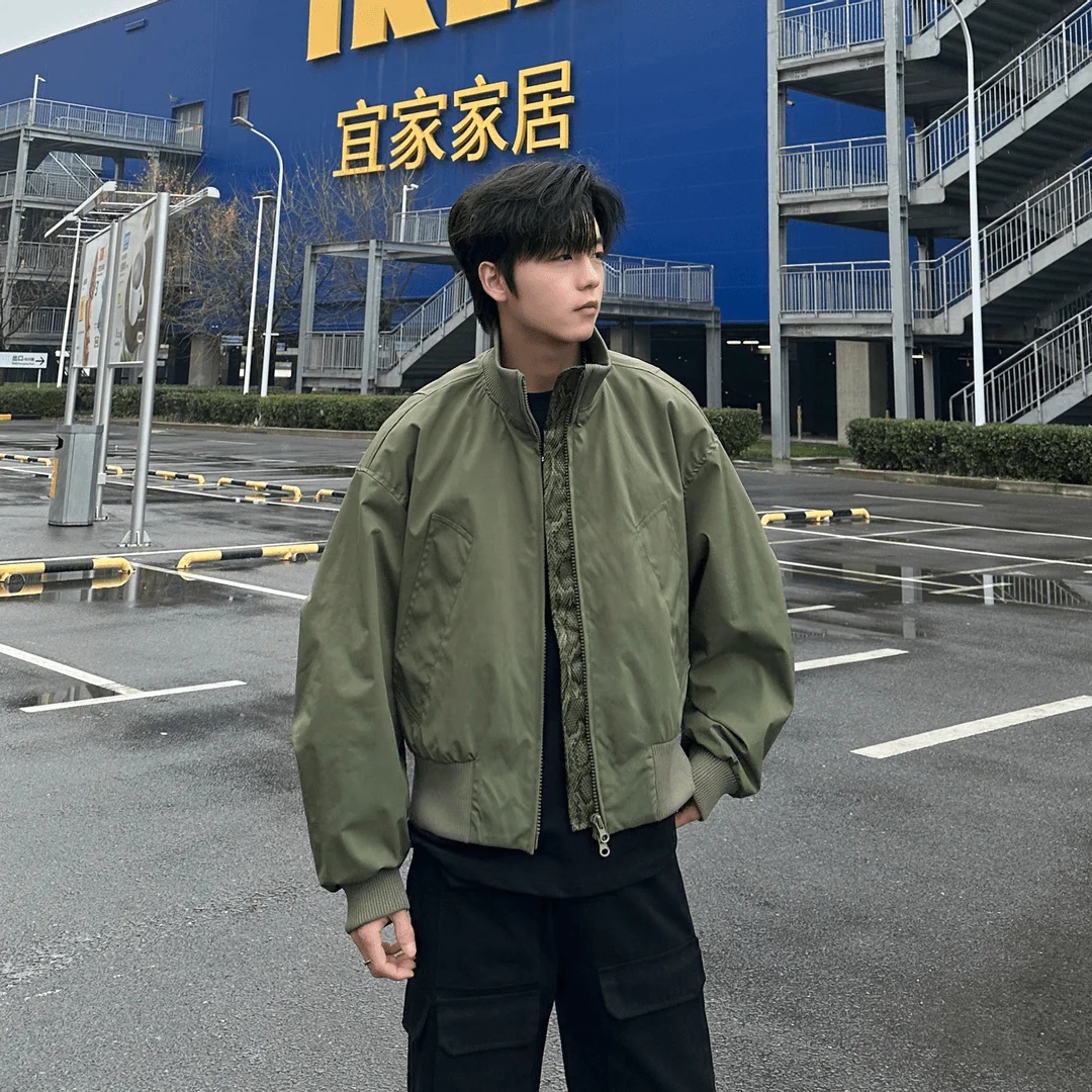 

Cleanfit Snake Year Limited Edition ort Bomber Jaet Мужская весенне-осенняя куртка с воротником-стойкой свободного покроя Faionable Ou...