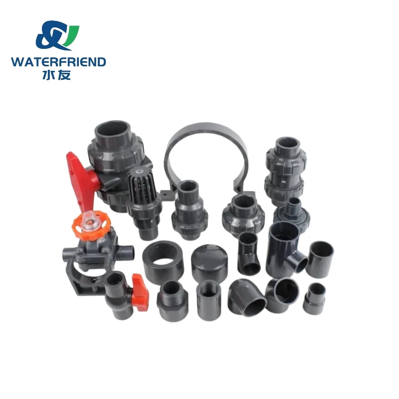 20–63mm Dark Grey UPVC Pipe Connectors | Aquarium Drain Quick Fittings | Garden Irrigation Tube Joints & Valves