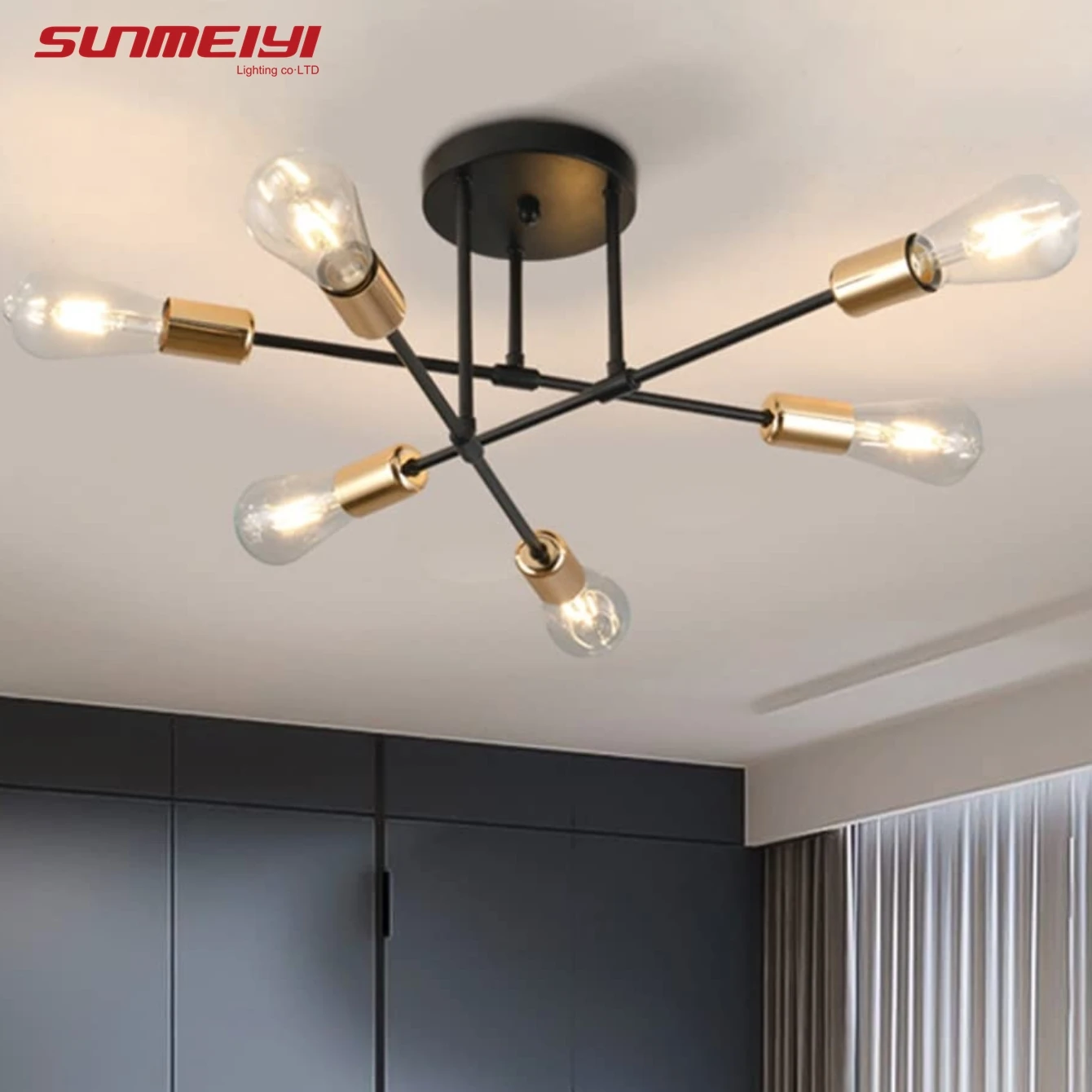 Modern Sputnik Ceiling Lights Satellite Hanging Lamp Lustre Light Fixture 6light Iron Spider Home