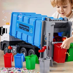 Nuovi giocattoli per bambini modello di camion della spazzatura della città pressofuso plastica smistamento dei rifiuti veicolo igienico-sanitario luce sonora per auto regali di natale per bambini