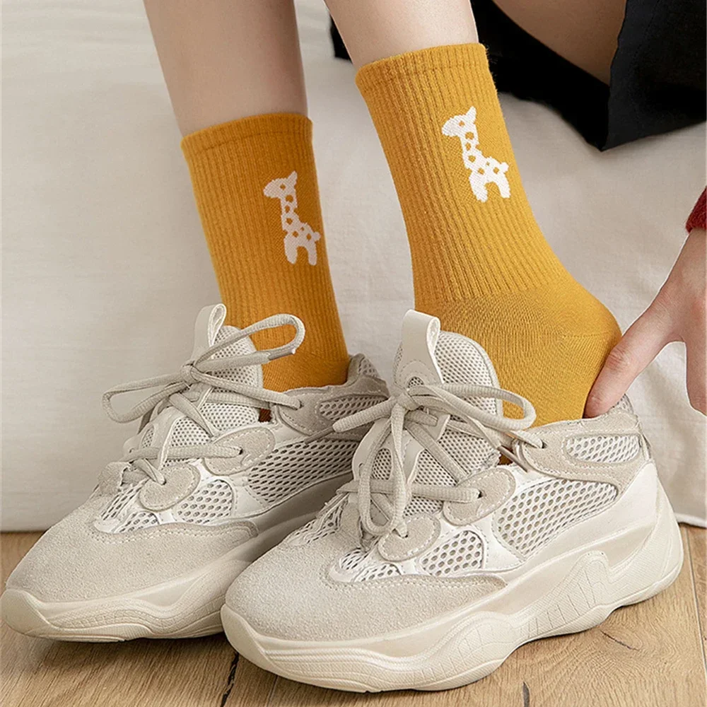 Unisex Funny Fruit Animal Women Socks Harajuku Colorful Mid Sokken Soft Cotton Crew Size 34-42 Dropship