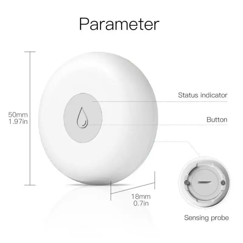 ZigBee-Detector de fugas de agua, Sensor de inundación, alerta de desbordamiento, sistema de alarma de seguridad, Control por aplicación remota Tuya Smart Life