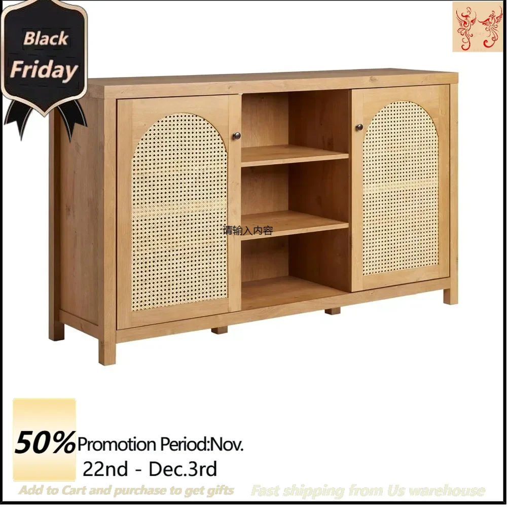 Bohemian Arched Rattan 2-Door Sideboard, 58