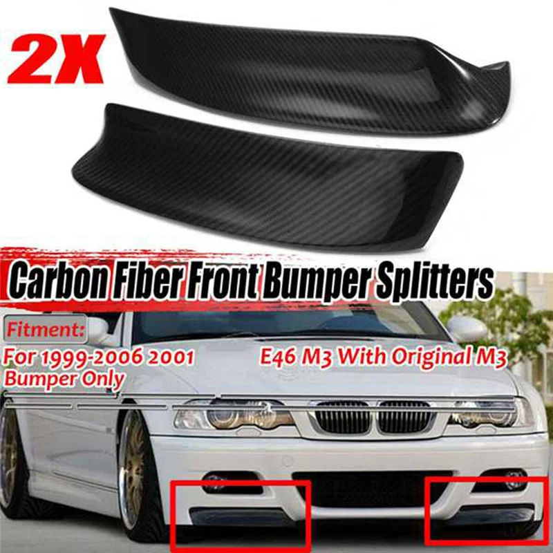 لسيارات BMW E46 M3 1999-2006 ألياف الكربون الحقيقية المصد الأمامي الفاصل سبويلر Lip-Y44A