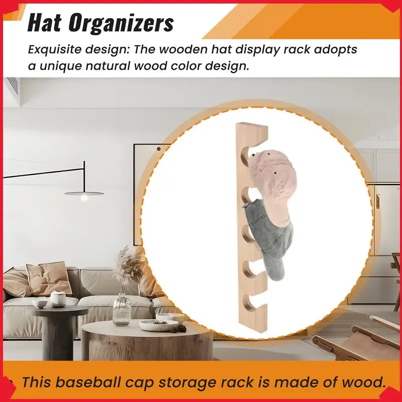 

B17B Vertical Hat Racks For Wall Wooden Baseball Caps Organizer Wall Mount For Closet