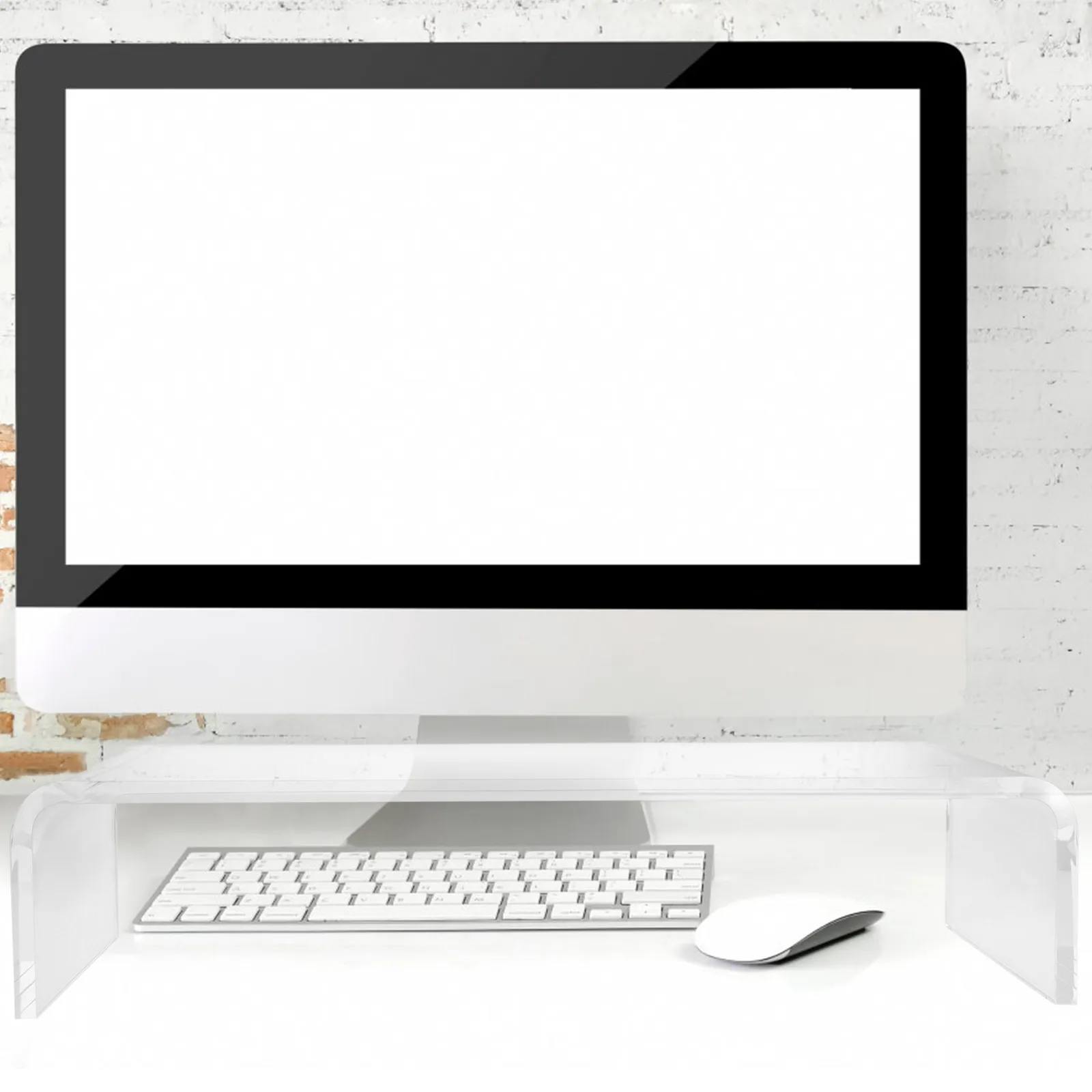 Anti Cat Cover Monitor Stand Clear Acrylic Keyboard Protector Removable Washable Water Proof Cover Office Computer Space Saving