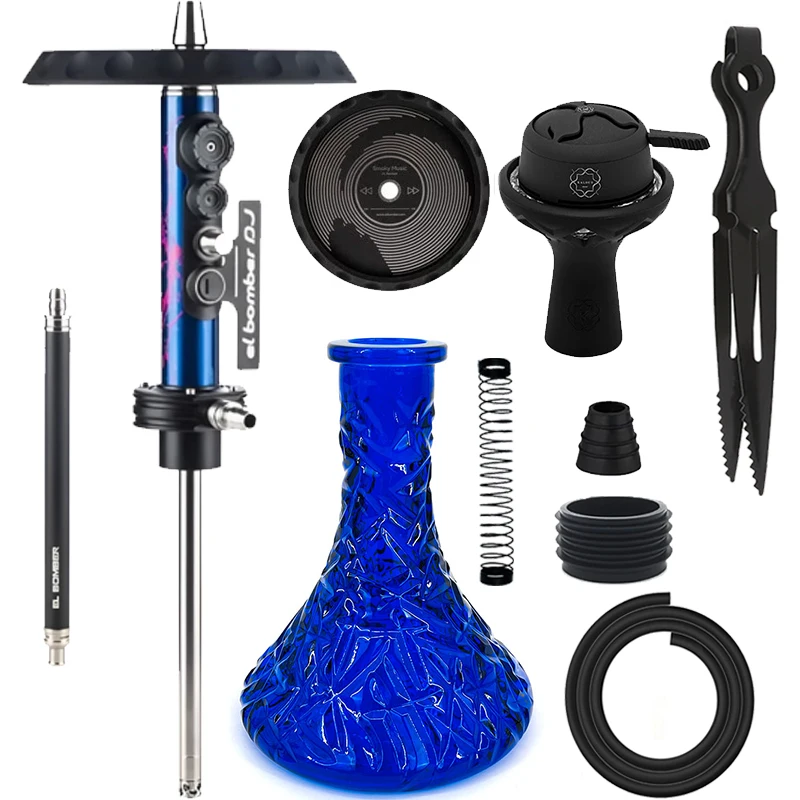 

New Russian hookah "El Bomber DJ" Arab-style single tube hookah set made of stainless steel, complete set in a gift box