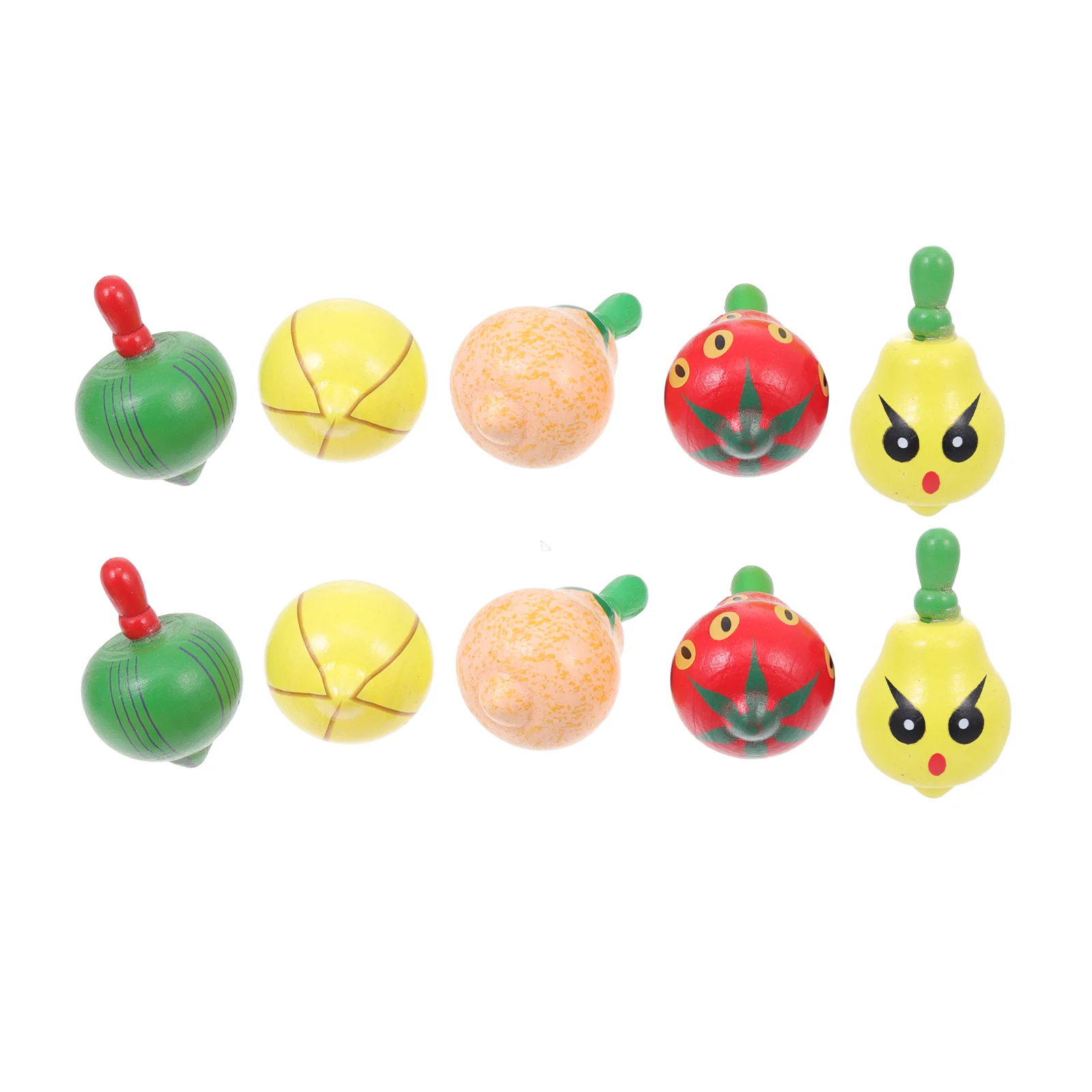 

10 Pcs Gyro Fruit Spinning Top Twerking Toys Kids Playsets Wooden Classic Rotating Small Tops