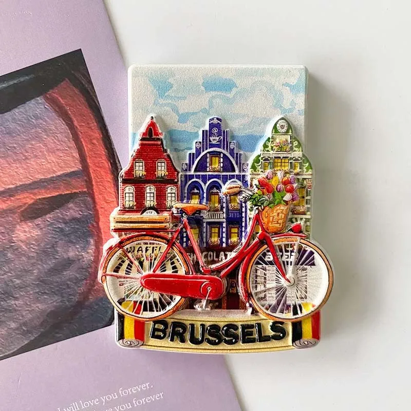

Belgium Brussels Rainbow House Street Scene Refrigerator Magnet Travel Souvenir Home Decoration Gift