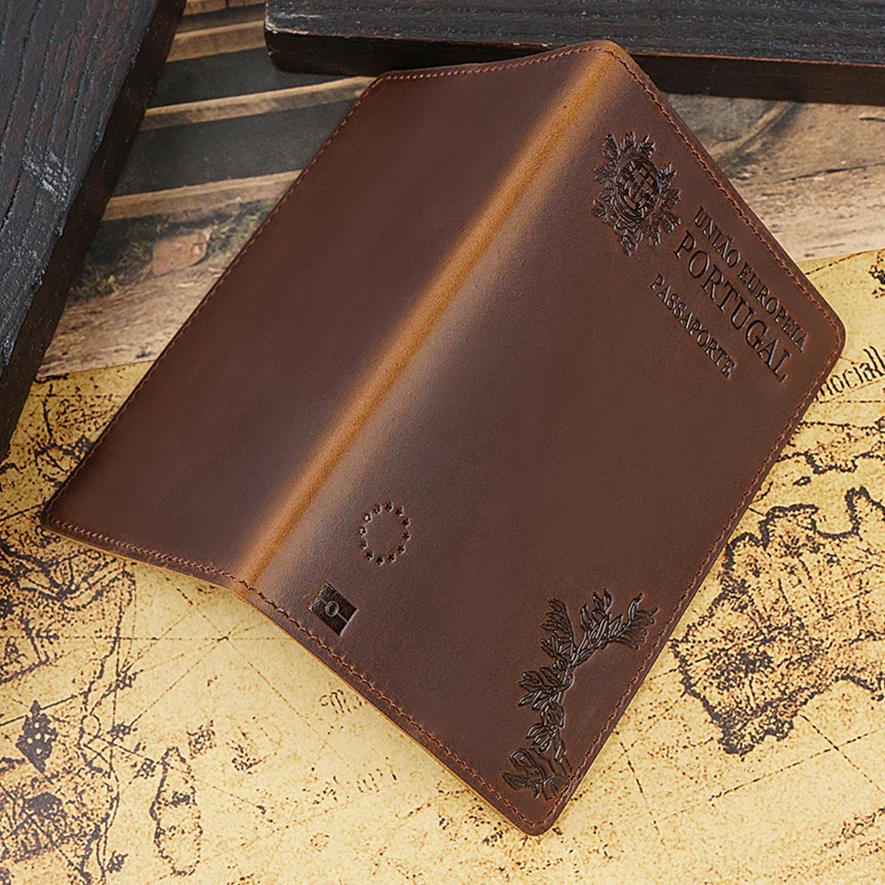 100% Genuine Leather Portugal Passport Cover For Portuguese Credit Card Holder Passport Case Unisex Travel Wallet