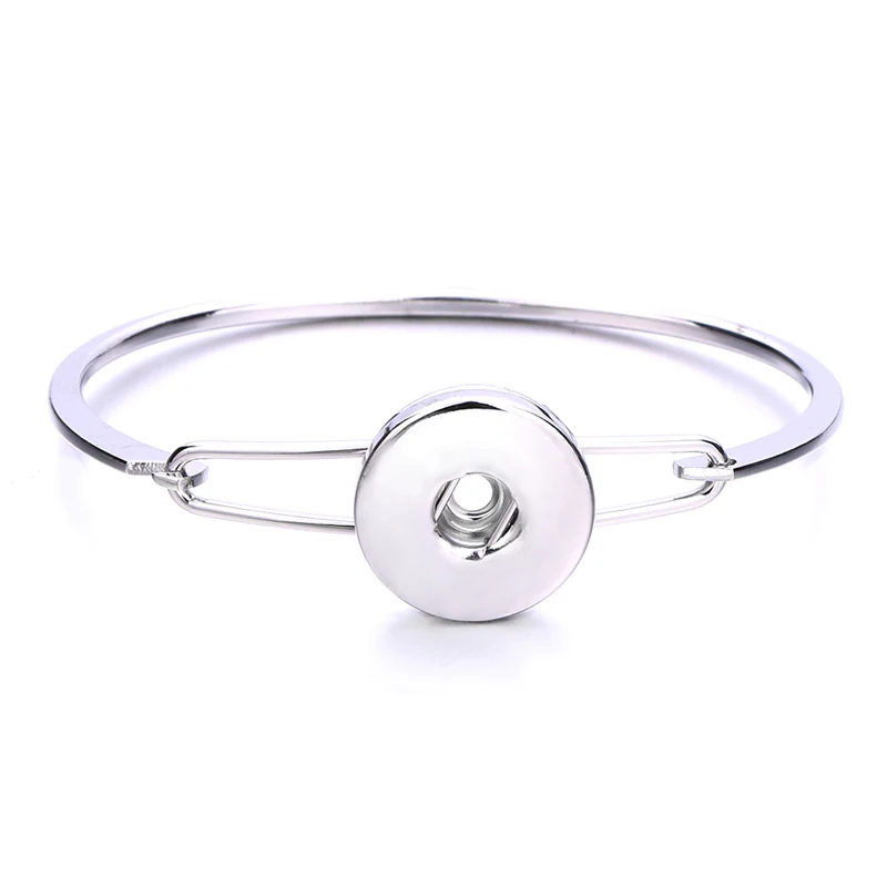Beauty metal simple style Rhinestone Colorful snap bracelet bangle fit 18mm snap buttons DIY snap jewelry