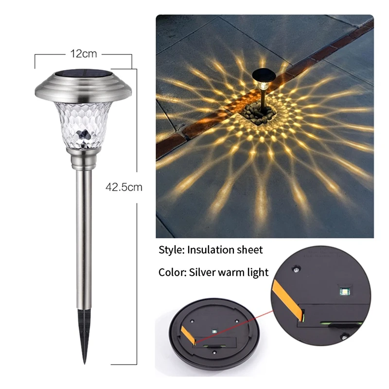 Luci solari per percorsi da 6 pezzi Luci esterne in vetro per esterni in acciaio inossidabile, luci solari impermeabili a LED da 10 lumen per il giardino durevole