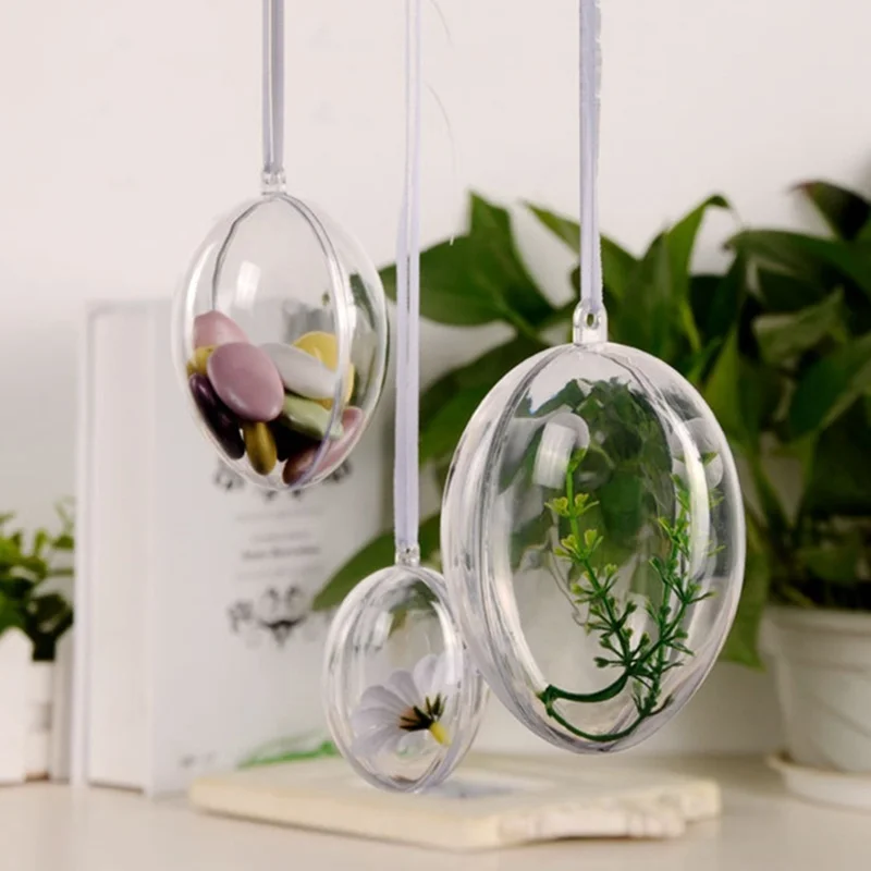 

E5 10Pcs,10 CM High-transparency Plastic Hollow Oval Balls Creative Egg-shaped Balls for Everlasting Flower Arrangement and East