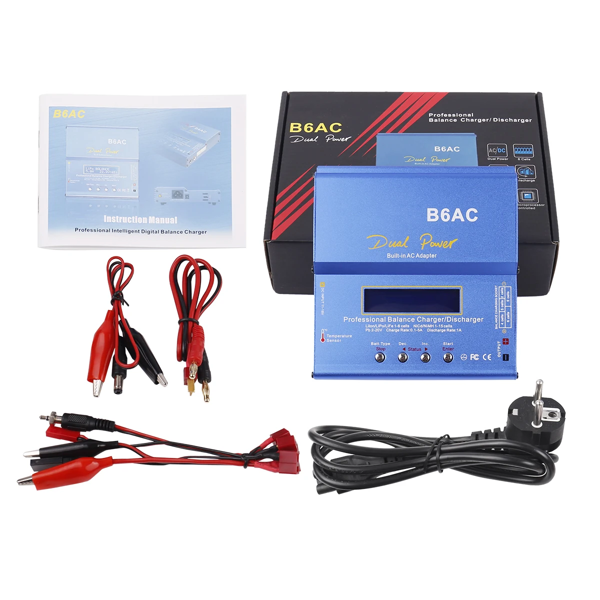 B6 AC 80W B6AC Lipo NiMH 3S/4S/5S RC Battery Balance Charger + EU Plug Power Supply Wire Built-in 5A Power Supply