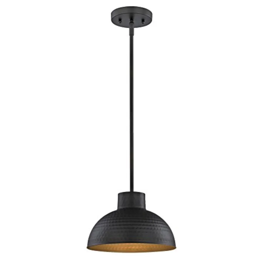 

Lighting 6309900 Malte One-Light Indoor Pendant Hammered Oil Rubbed Bronze Finish and Metal Shade with Gold Interior