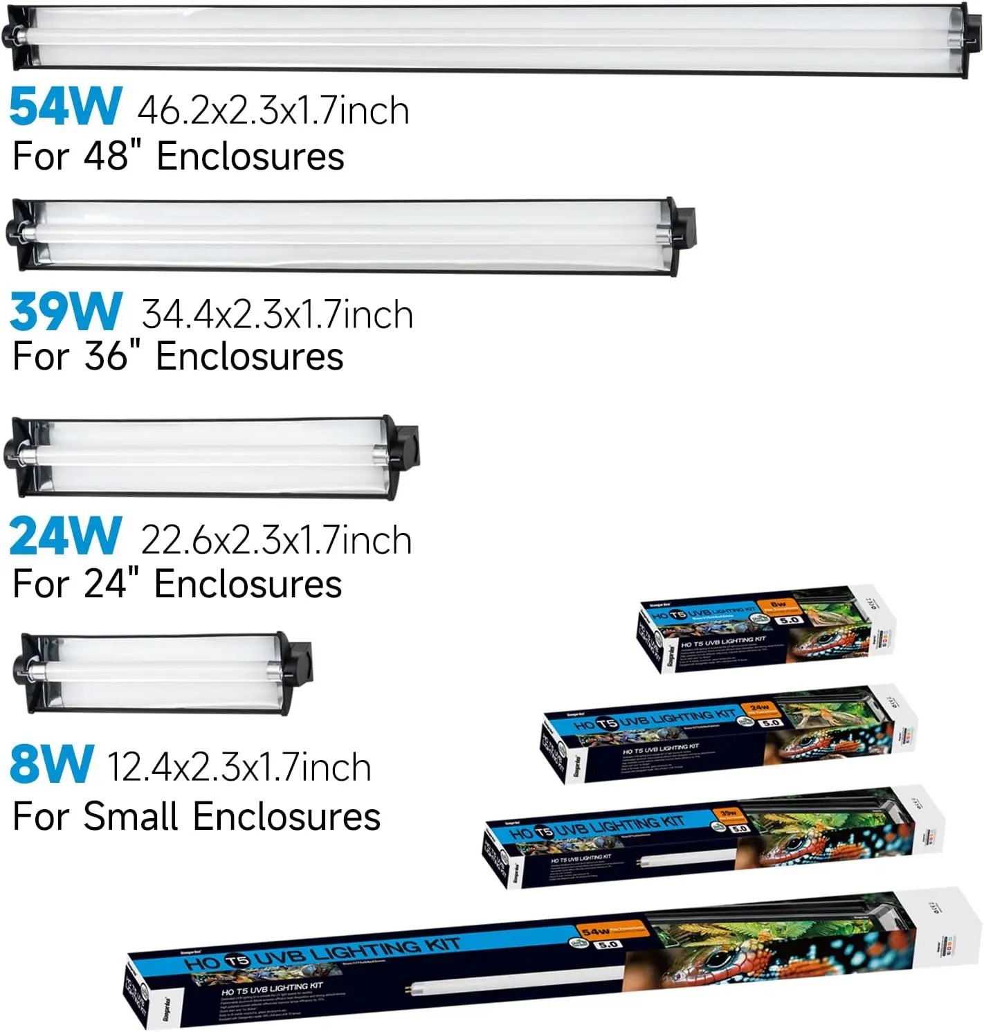 T5 HO UVB Lighting Combo Kit,Reptile Light Fixture with UVB 10.0 Tube Ideal for Bearded Dragon Lizard and Tortoise in Tropical