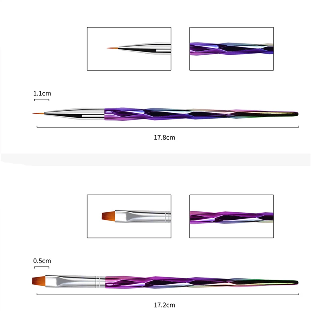 

10Pcs Electroplated Nail Art Pen Set Durable Creative Manicure Tools for Natural False Acrylic Nails Painting Carving Brushes