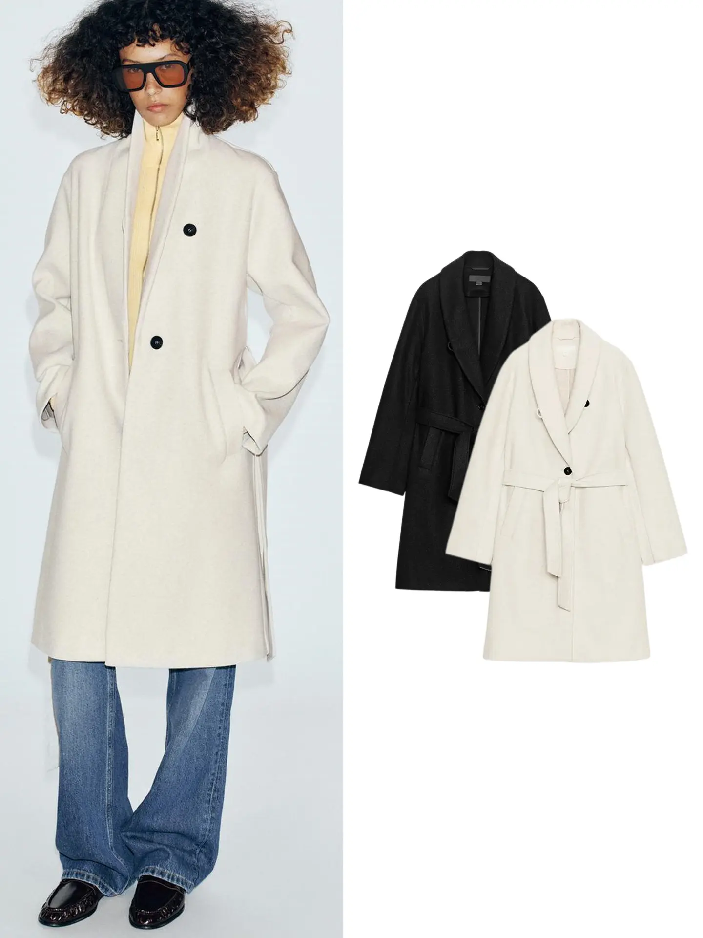 Nuevo Abrigo de Otoño para Mujer, Manga Larga, Cuello Camisero, Cinturón, Largo Medio, Chaqueta de Fibra de Poliéster, Doble ...