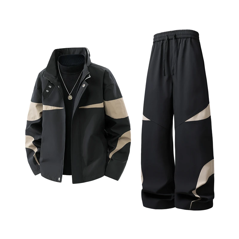 New trend spring-autumn couple sports urban commuting suit in multi-color outdoor casual jacket two-piece set young man's suit
