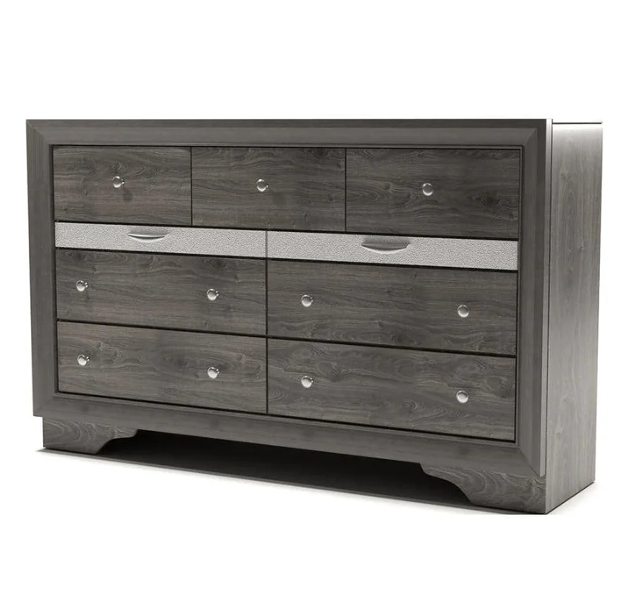 

Modern Living Room Shoe Rack Hidden Jewelry Drawer English Dovetail Silver Accents Round Knobs Gray Color Wood Furniture