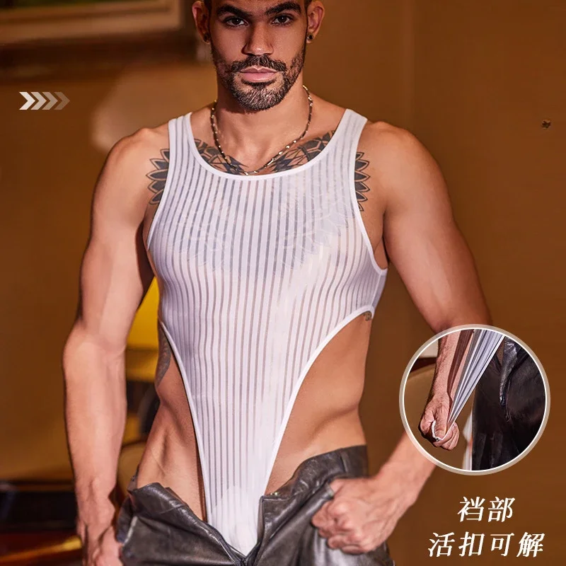 

Мужские эластичные колготки, боди, сексуальное прозрачное нижнее белье, дышащий комбинезон для коррекции фигуры, съемный комбинезон с промежностью, порно-гей