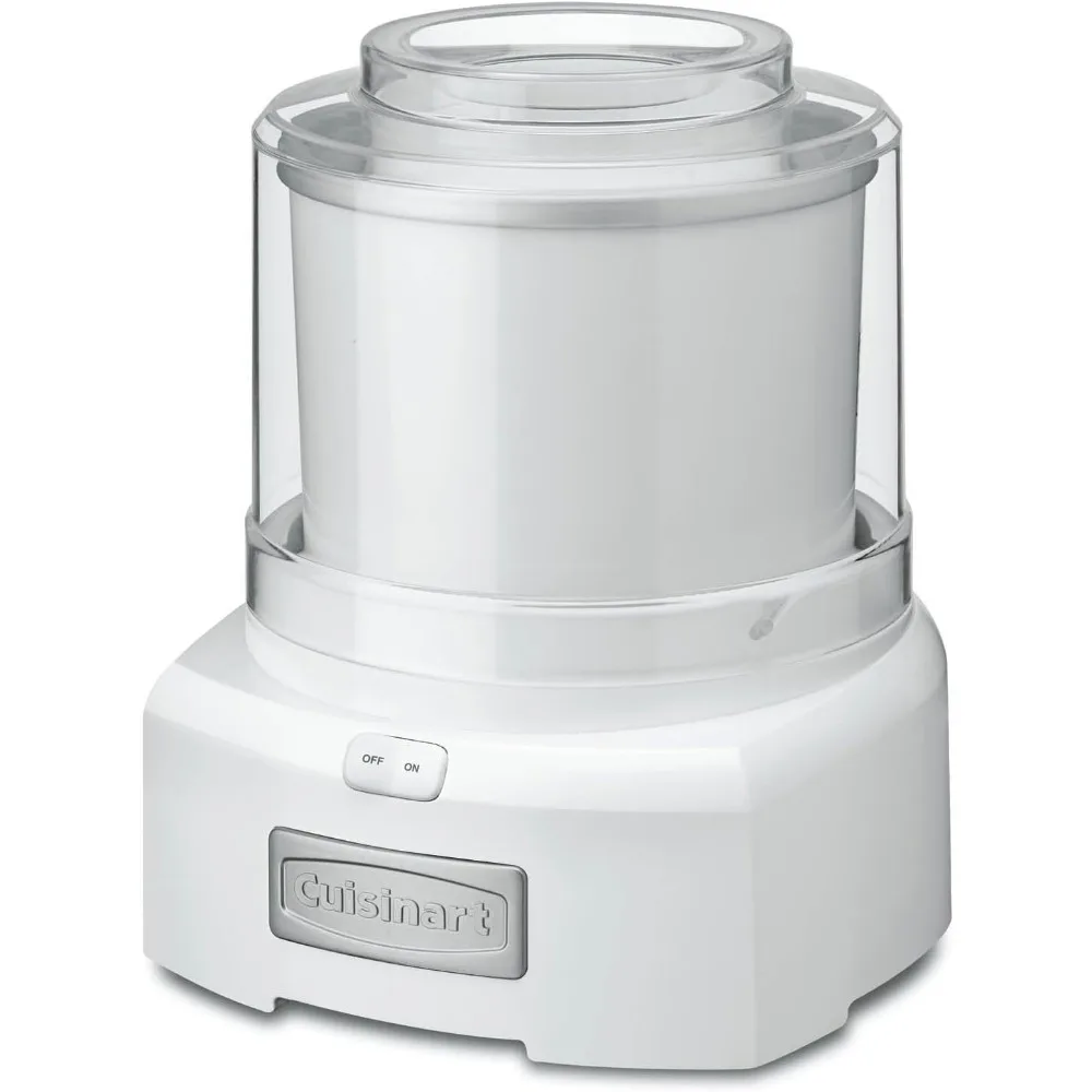 Ice Cream Maker Machine, 1.5 Quart Sorbet, Frozen Yogurt Maker, Double Insulated, White,Easy lock transparent lid