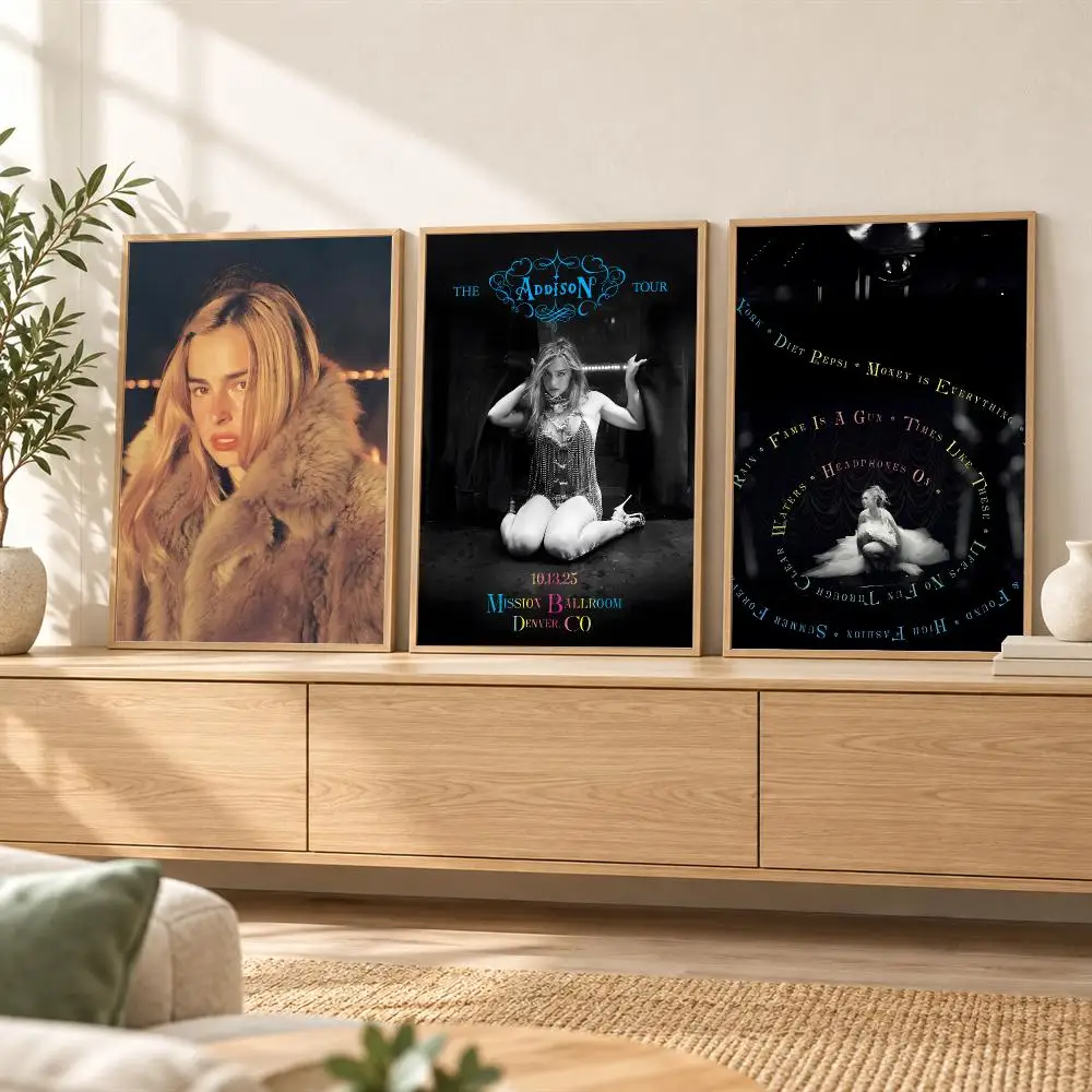Singer A-Addison Rae Poster Wall Stickers Self Adhesive Art Mural HD Print Decals for Bedroom Living Room Home Decor Gift