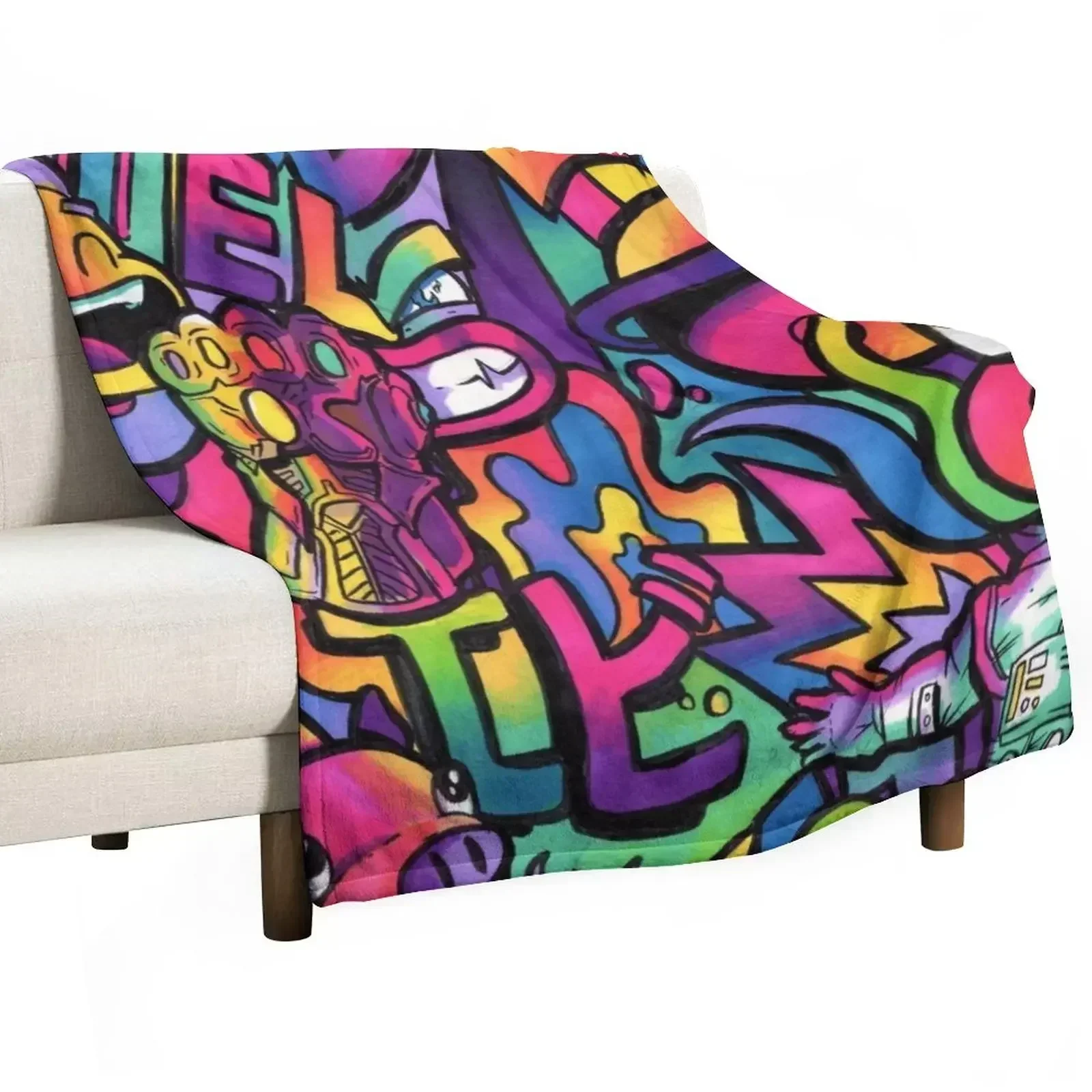 C H A M E L E O N // Copic Marker Doodle Throw Blanket For Sofa Thin Plaid Personalized Gift Blankets