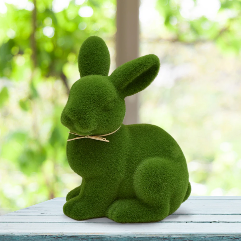 Simulation Moss Foam Easter Bunny Decor Easter Moss Rabbit Figurine Artificial Moss Rabbit Easter Figurine Rabbit Bunny Figurine